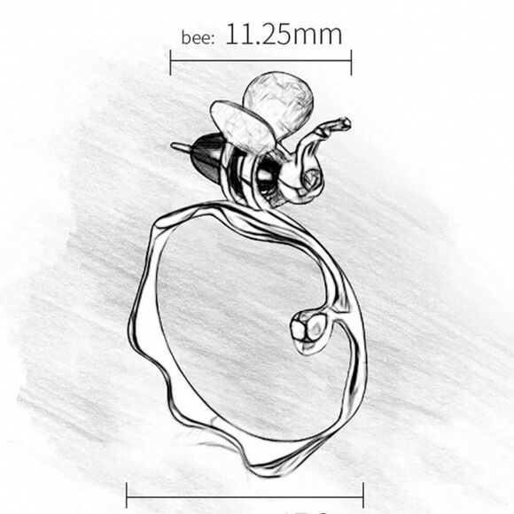 925 Sterling Silver & 18K Gold Plated Honey Drip Bumblebee Ring Size 9 - Picture 4 of 7